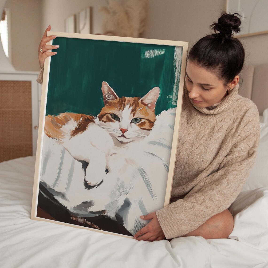 Tabby Cat Art Print, Minimalist Pet Decor - Image 3