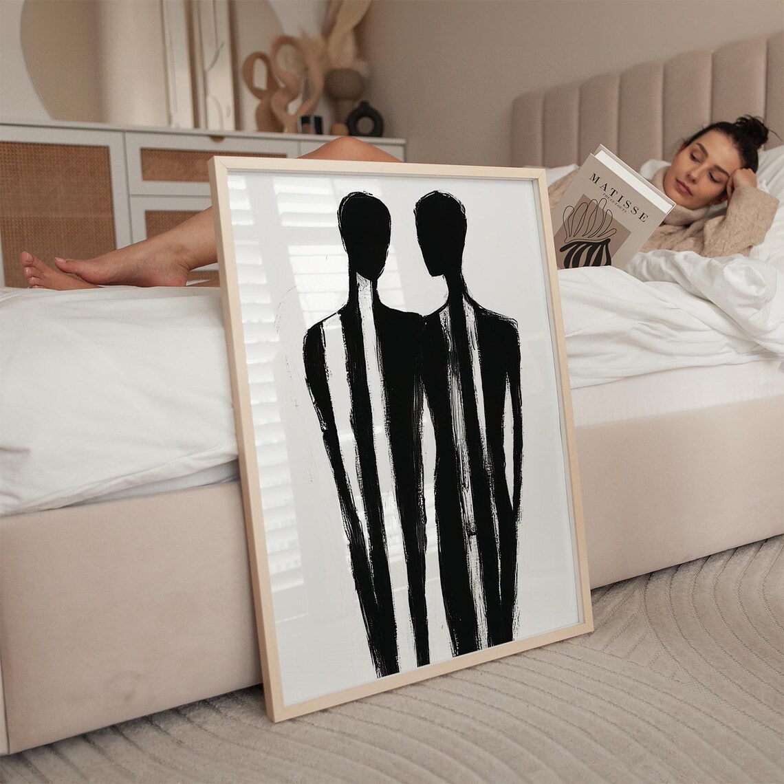 Abstract Minimalist Figures, Contemporary Couple Illustration - Image 2
