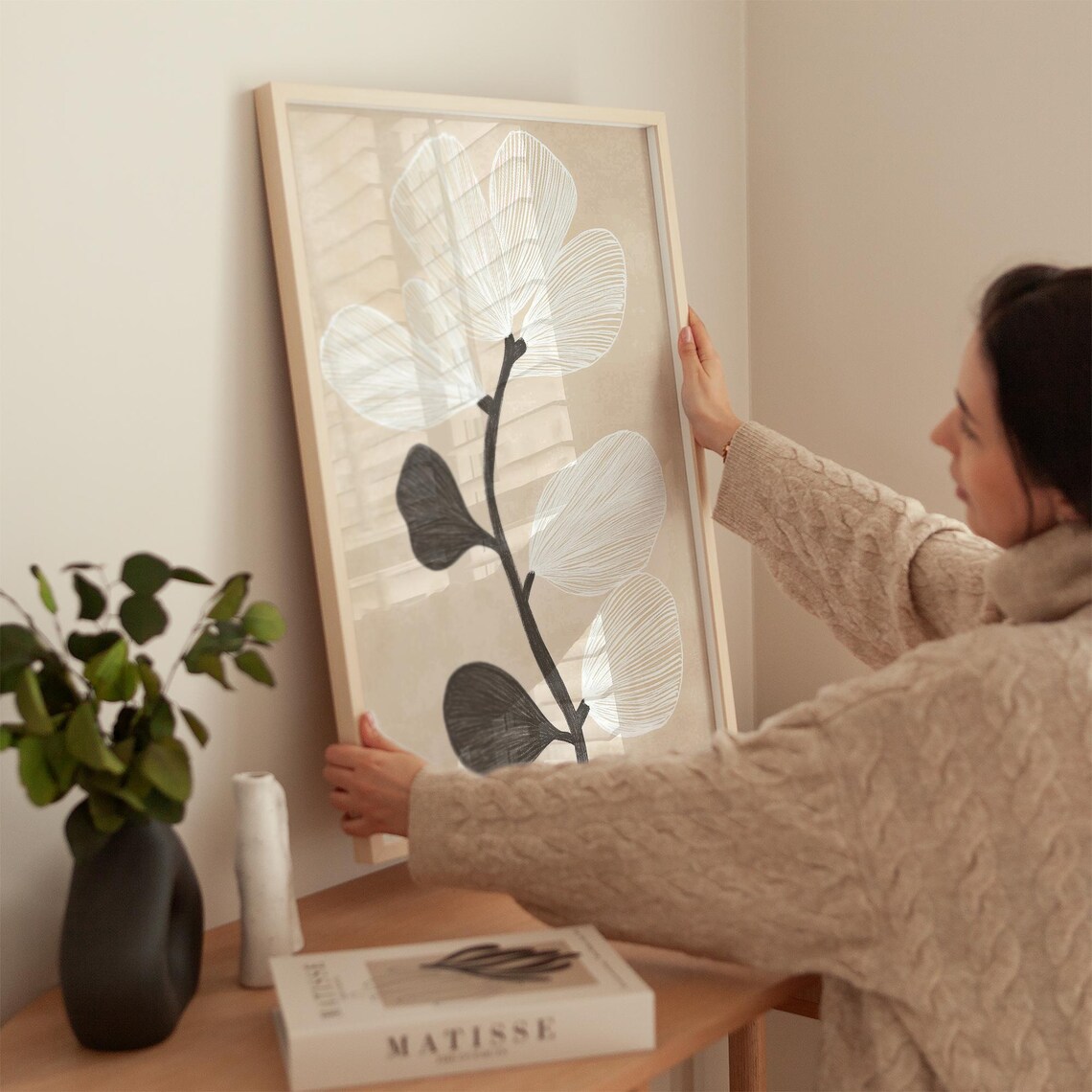 Minimalist Botanical Line Drawing Art Print, Neutral - Image 2