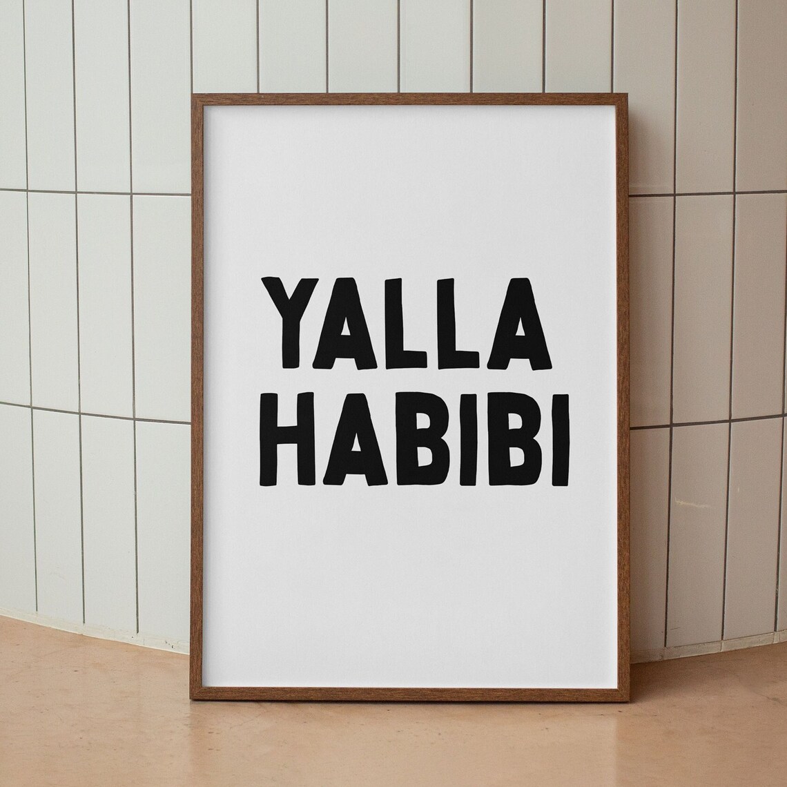 Yalla Habibi Bold Black Minimalist Modern Arabic Typography Poster