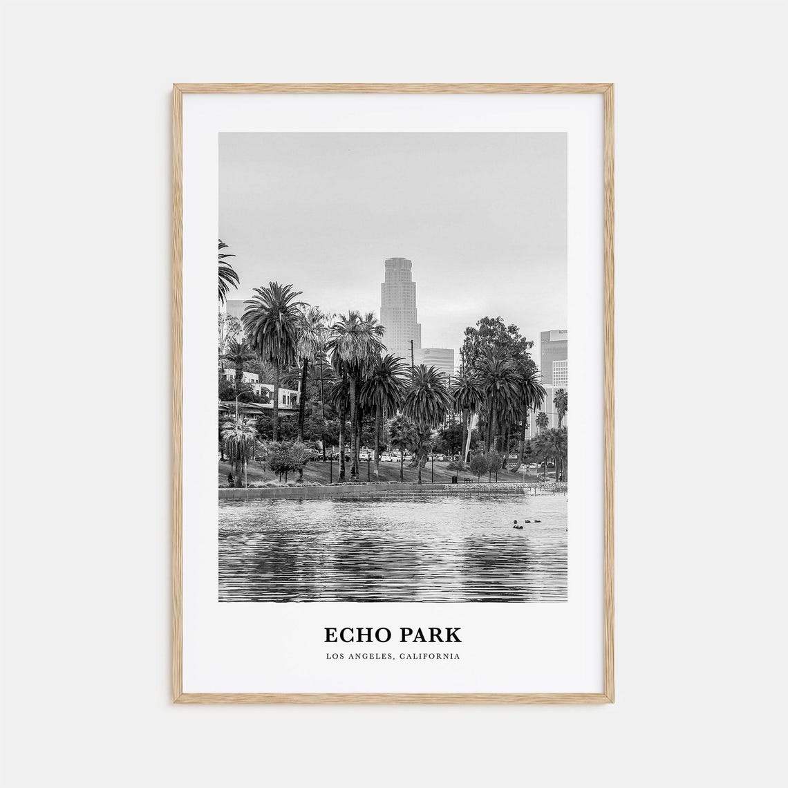 Echo Park Los Angeles Palm Trees Lake Reflection View Poster
