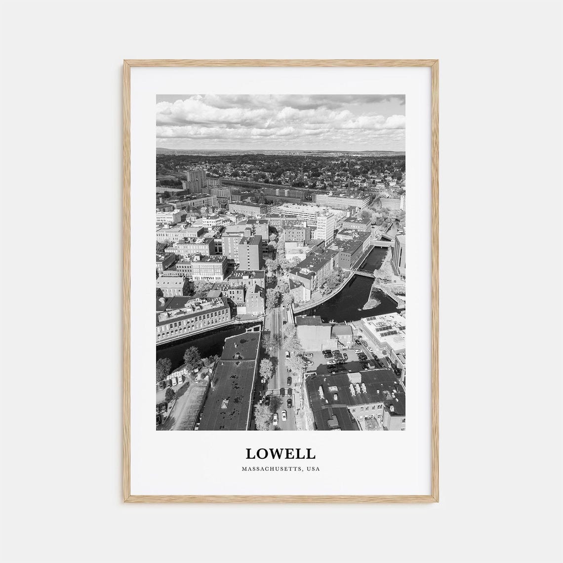 Lowell Massachusetts Downtown Aerial Canal District View Poster