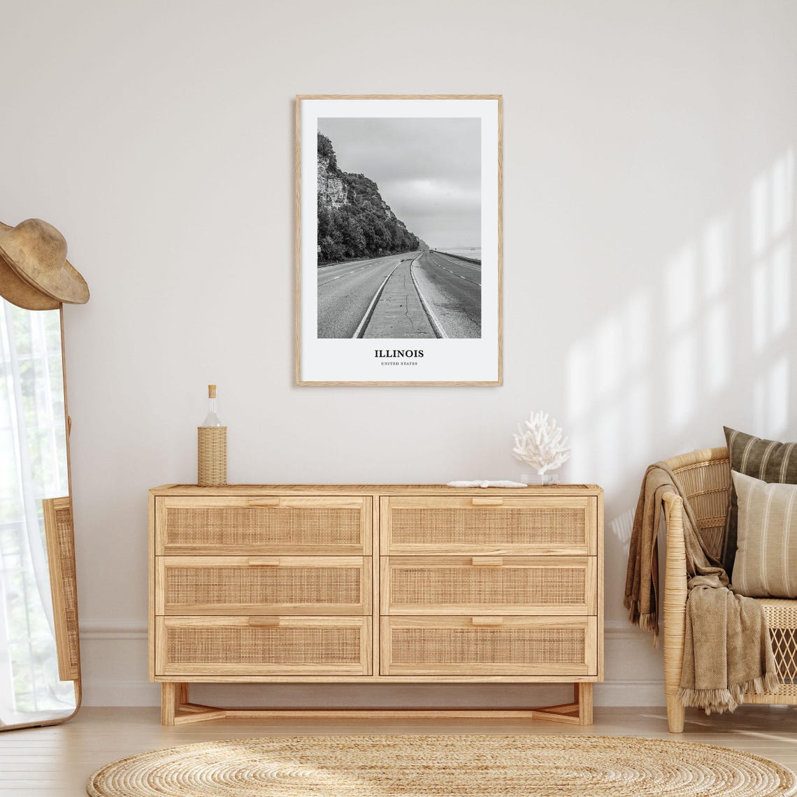 Illinois Great River Road Highway Black and White Photo Print - Image 3