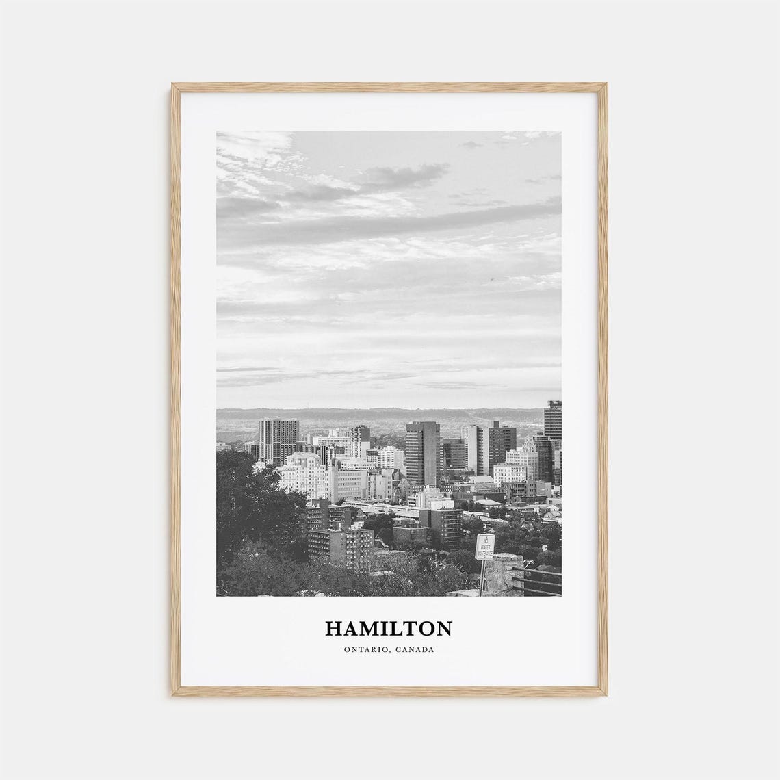 Hamilton Ontario Canada Hilltop Skyline Dusk Black White Poster