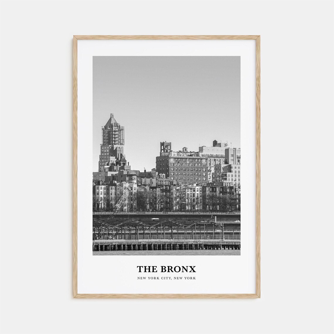 The Bronx New York Skyline View Black and White Cityscape Poster