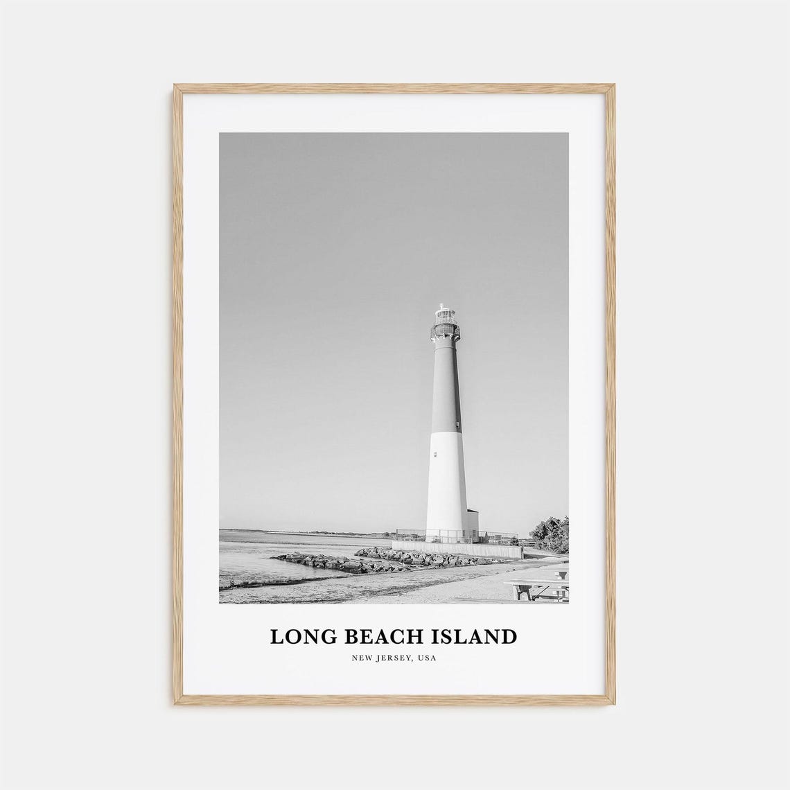 Long Beach Island Lighthouse on Shore New Jersey Travel Poster