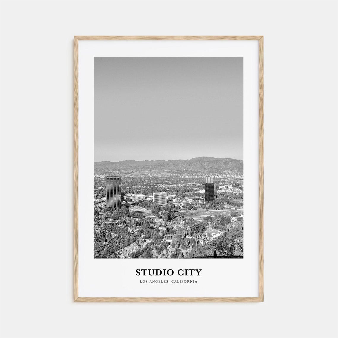 Studio City Los Angeles Panoramic Hills Black White Photo Poster