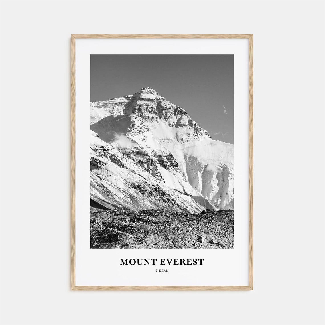 Mount Everest Nepal Himalaya Summit North Face Black and White Poster