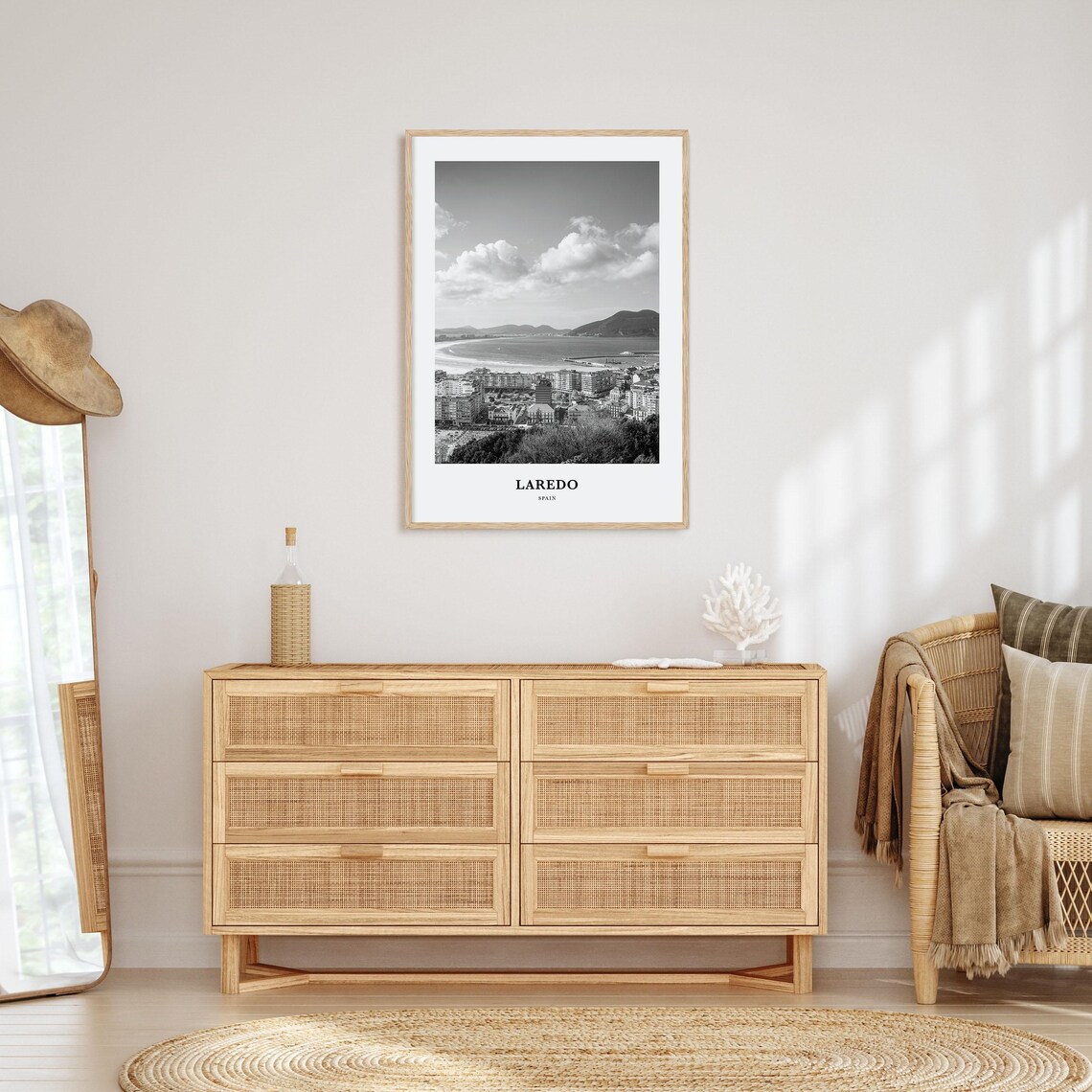 Laredo Spain Coastal Bay Cityscape Black And White Travel Poster - Image 3