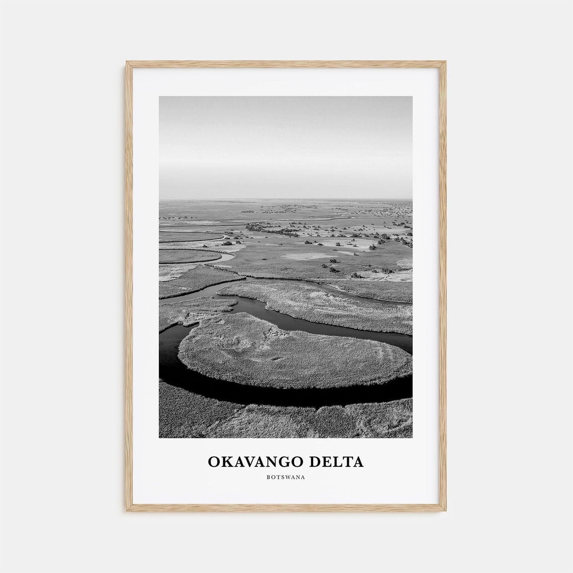 Okavango Delta Botswana Aerial Wetlands Waterways Black White Poster