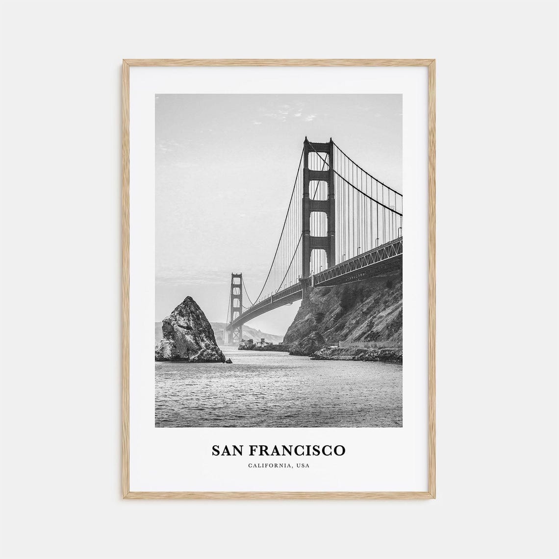 San Francisco Golden Gate Bridge Black and White Photo Poster