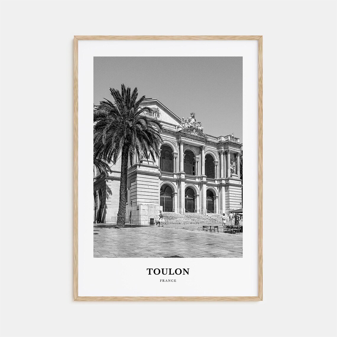 Toulon Opera House Theatre Black and White France Travel Poster