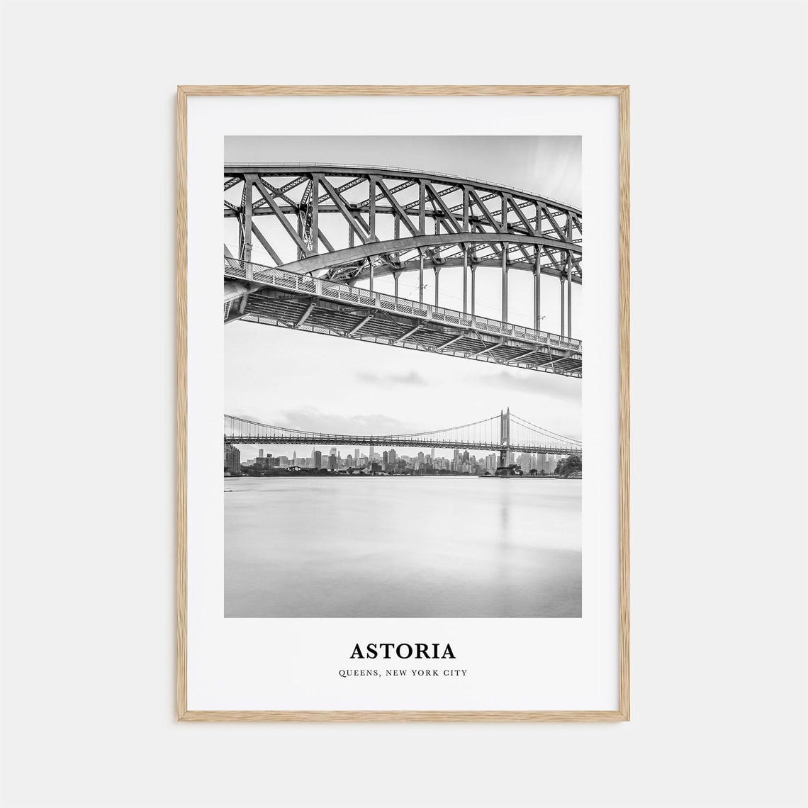 Astoria Queens New York City Bridge Views Black and White Poster
