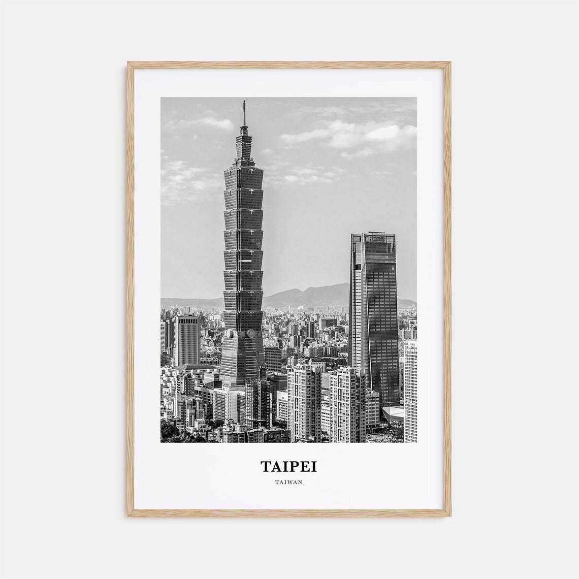 Taipei 101 Tower Close Up Black And White Taiwan Photo Poster