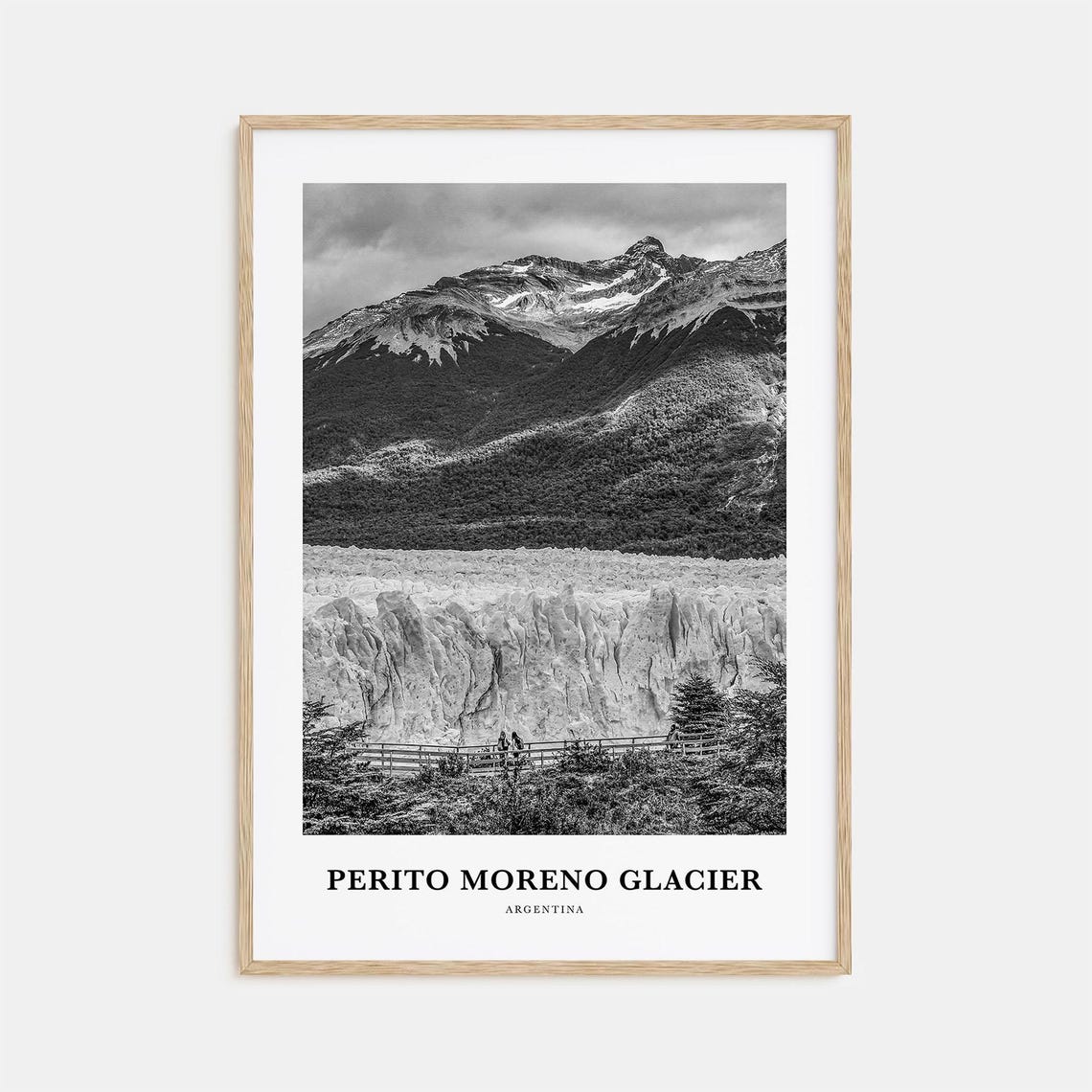 Perito Moreno Glacier Argentina Ice Wall Black and White Poster