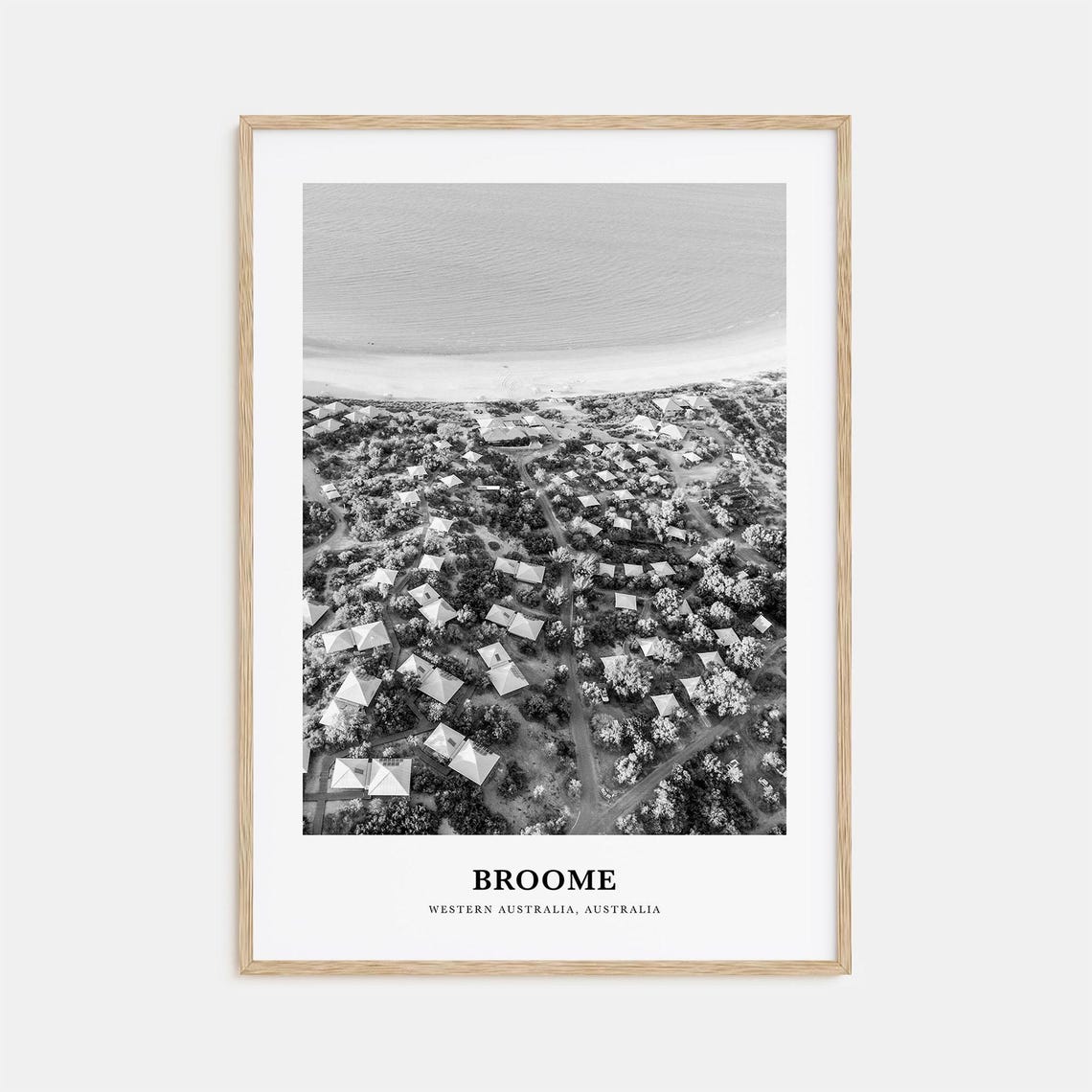 Broome Western Australia Coastal Town Aerial Black White Print