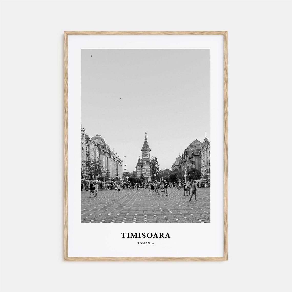Timisoara Romania Victory Square Cathedral Black White Poster
