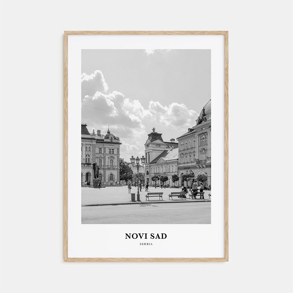 Novi Sad Serbia Old Town Square with Historic Buildings Photo Poster
