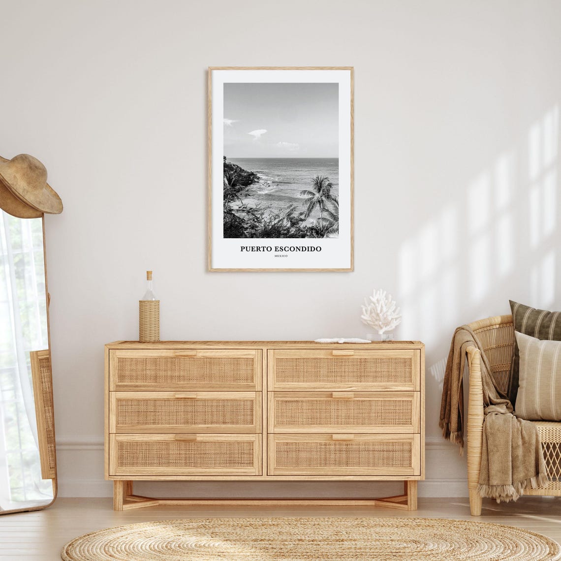 Puerto Escondido Mexico Ocean Cove Palms Beach Coastline Poster - Image 3