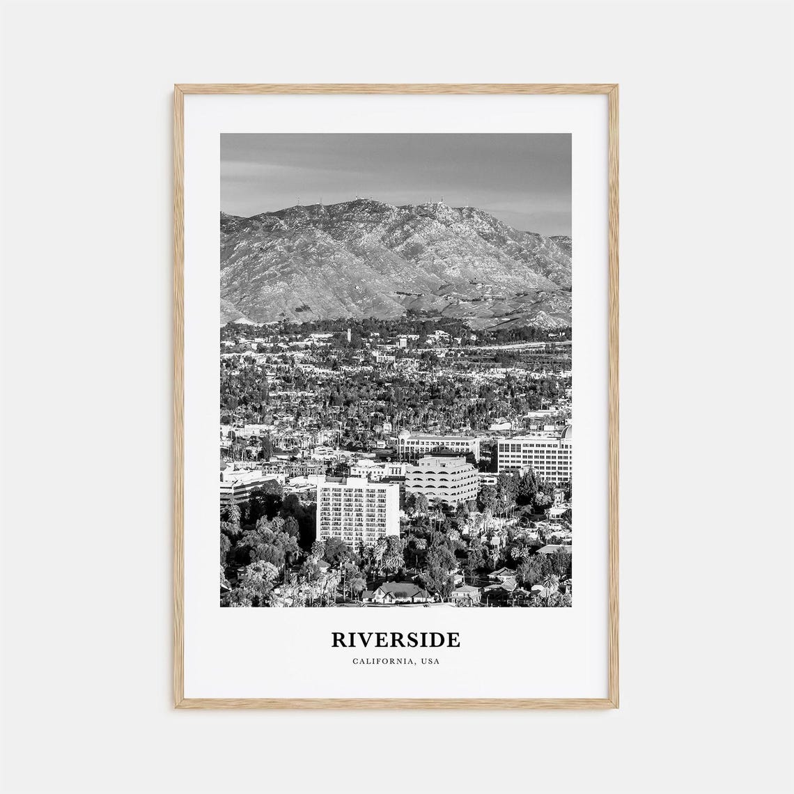 Riverside California Mount Rubidoux Cityscape Black White Photo Poster