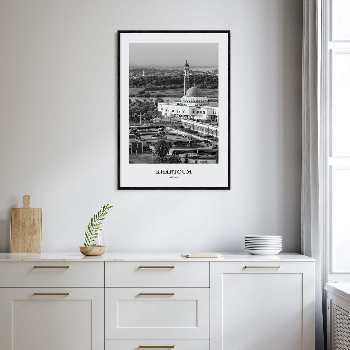 Khartoum Sudan Black and White Grand Mosque Minaret Photo Poster - Image 2