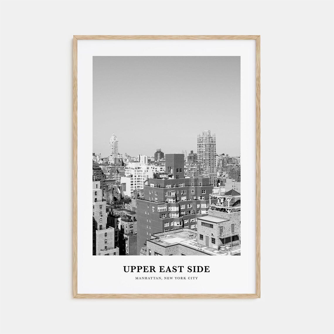 Upper East Side Manhattan Rooftop Skyline Black White Poster