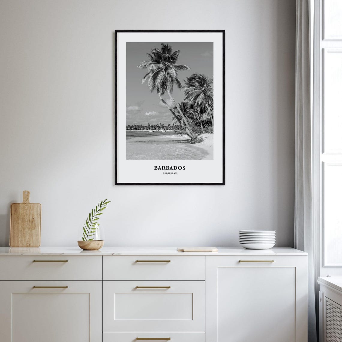 Barbados Caribbean Leaning Palm Trees On A Serene Beach Travel Poster - Image 2