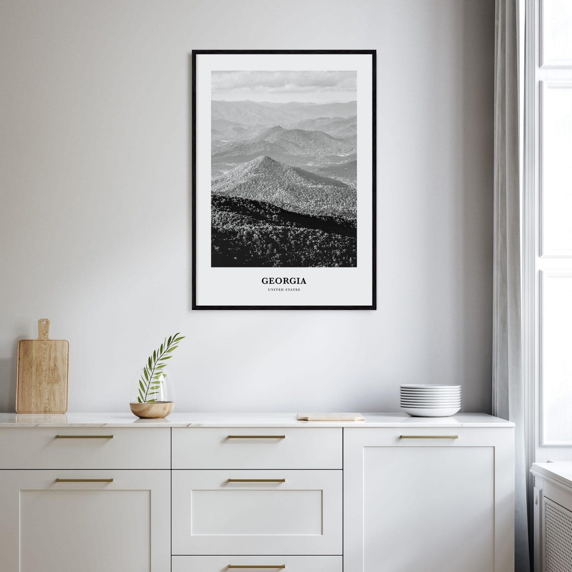 Georgia United States Blue Ridge Mountains Black White Poster - Image 2