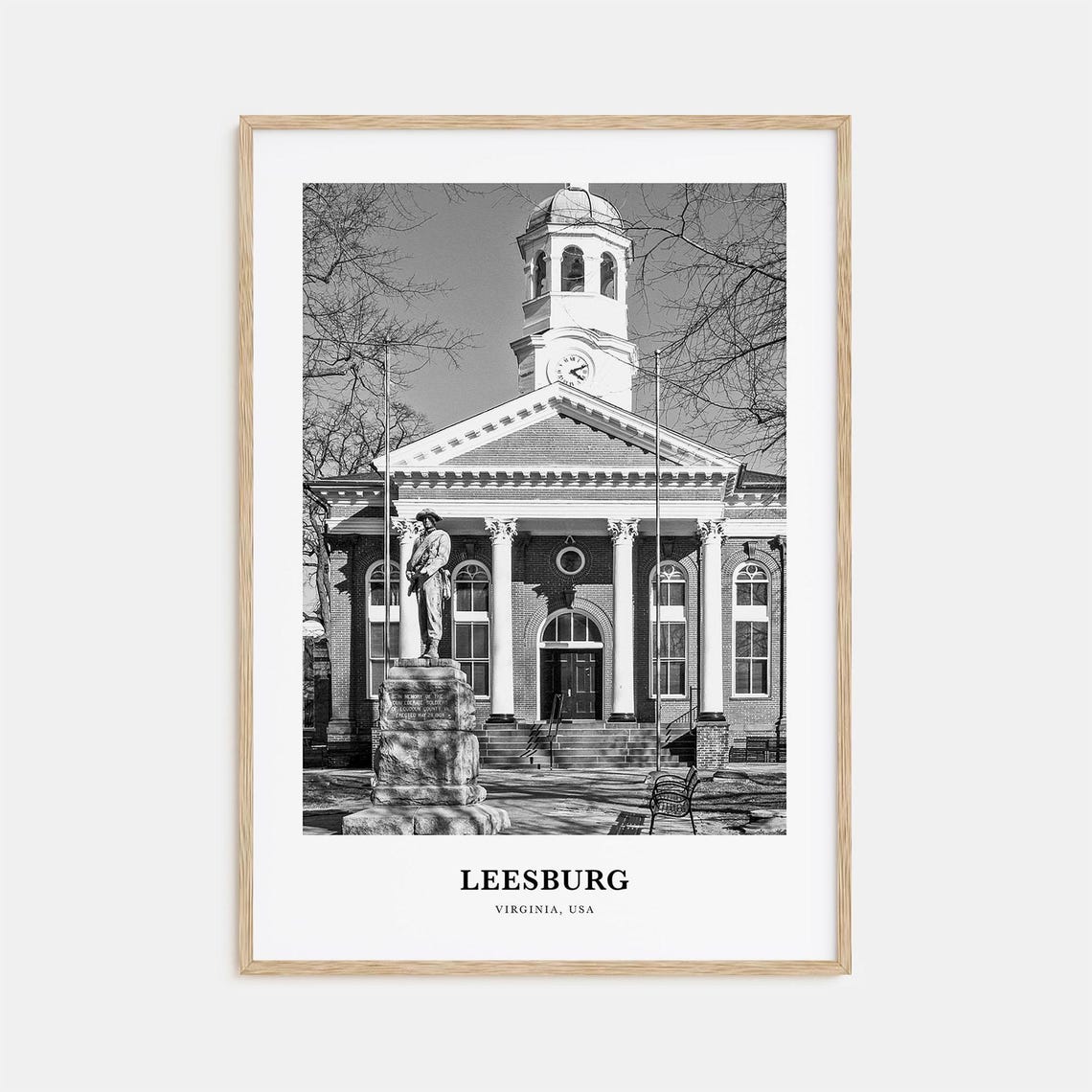 Leesburg Virginia Historic Courthouse Clock Tower Black White Poster