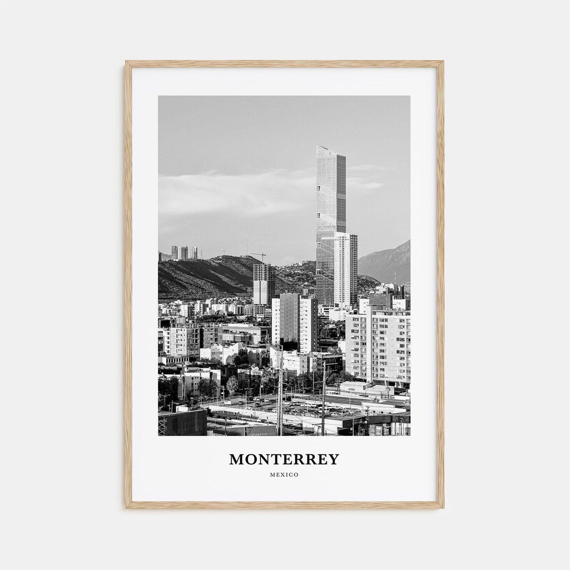 Monterrey Mexico Modern Skyline Mountain Backdrop Photo Poster