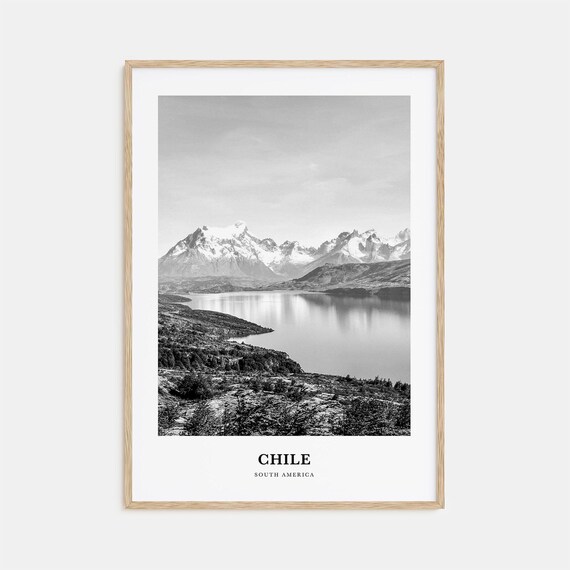Chile South America Snow Capped Mountains Above Lake Water Poster