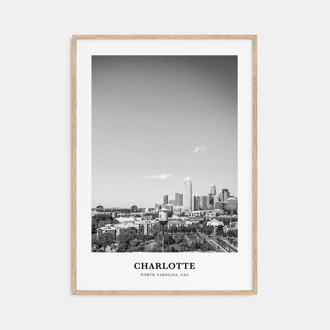 Charlotte North Carolina Uptown Skyline Panoramic View Poster