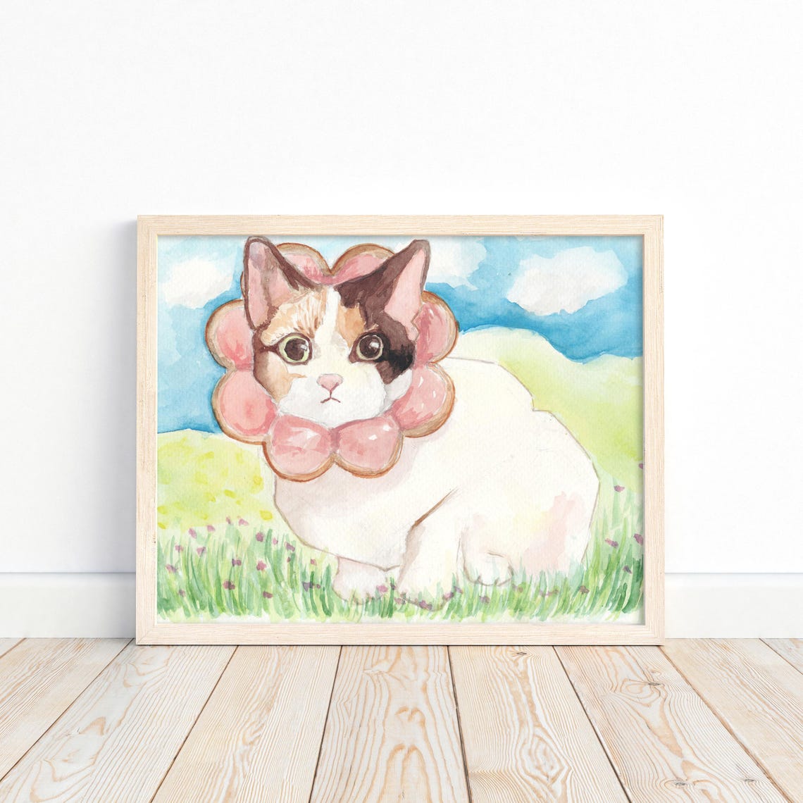 Whimsical Cat Art, Watercolor Cat Decor