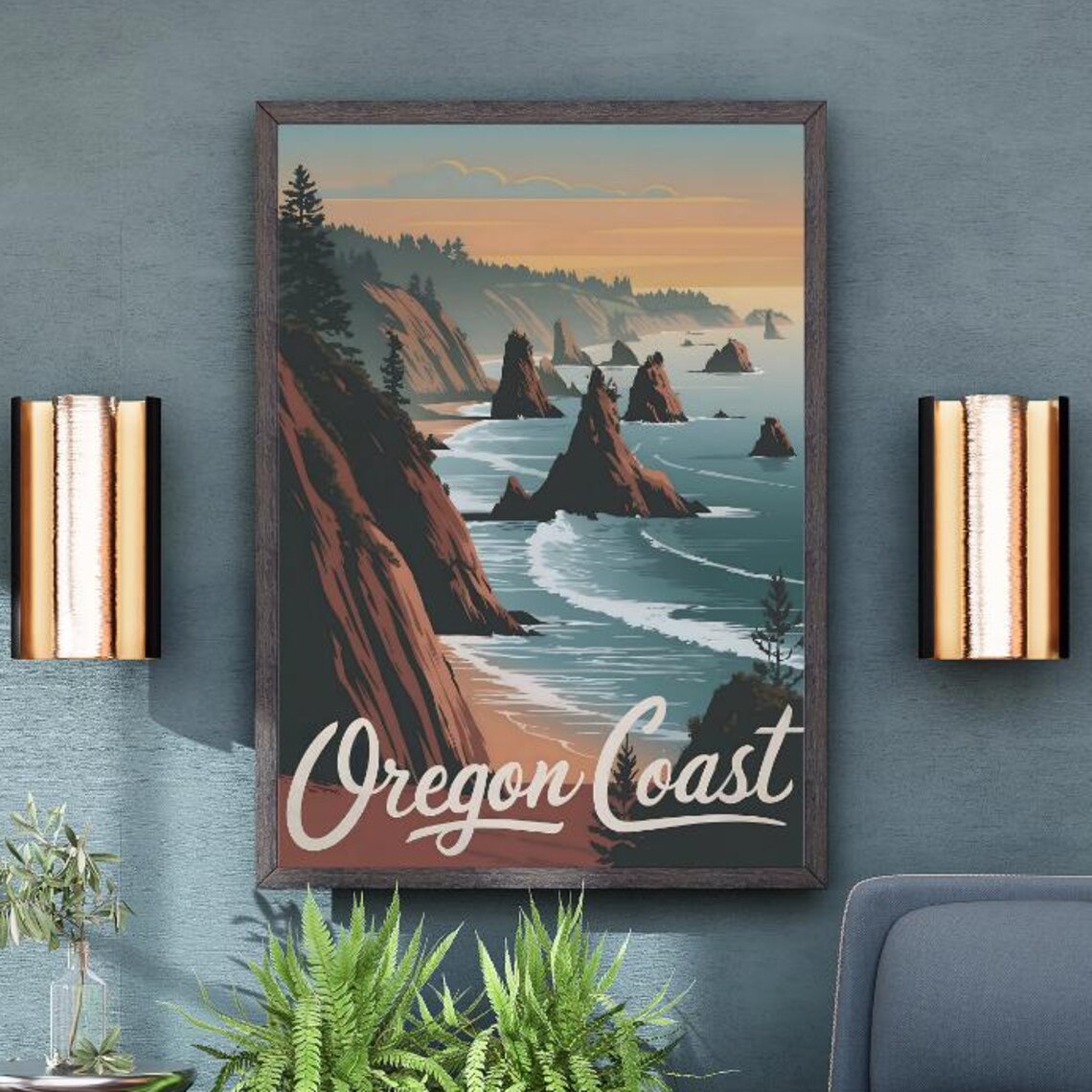 Oregon Coast Vintage Travel Poster