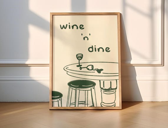 Wine And Dine Art Print, Kitchen Poster