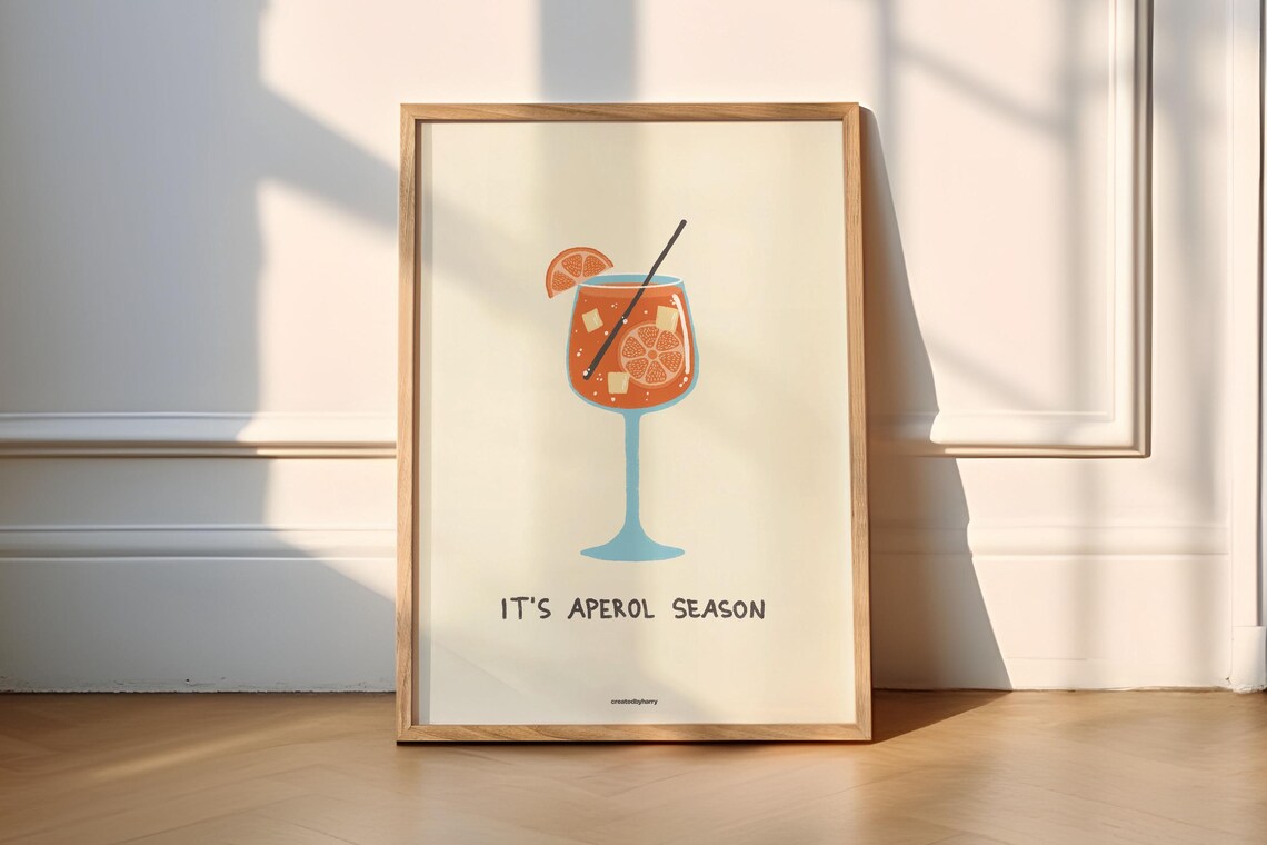 Aperol Season, Handillustrated Summer Poster