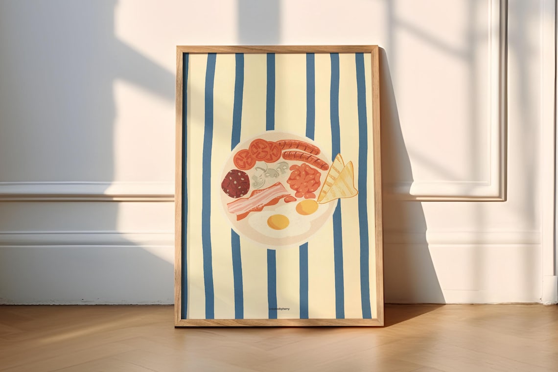 Full English Breakfast Art Print, Kitchen Poster