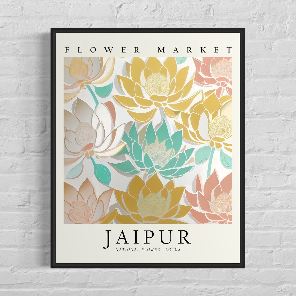 Jaipur Lotus Flower Market Botanical City Travel Decor Poster