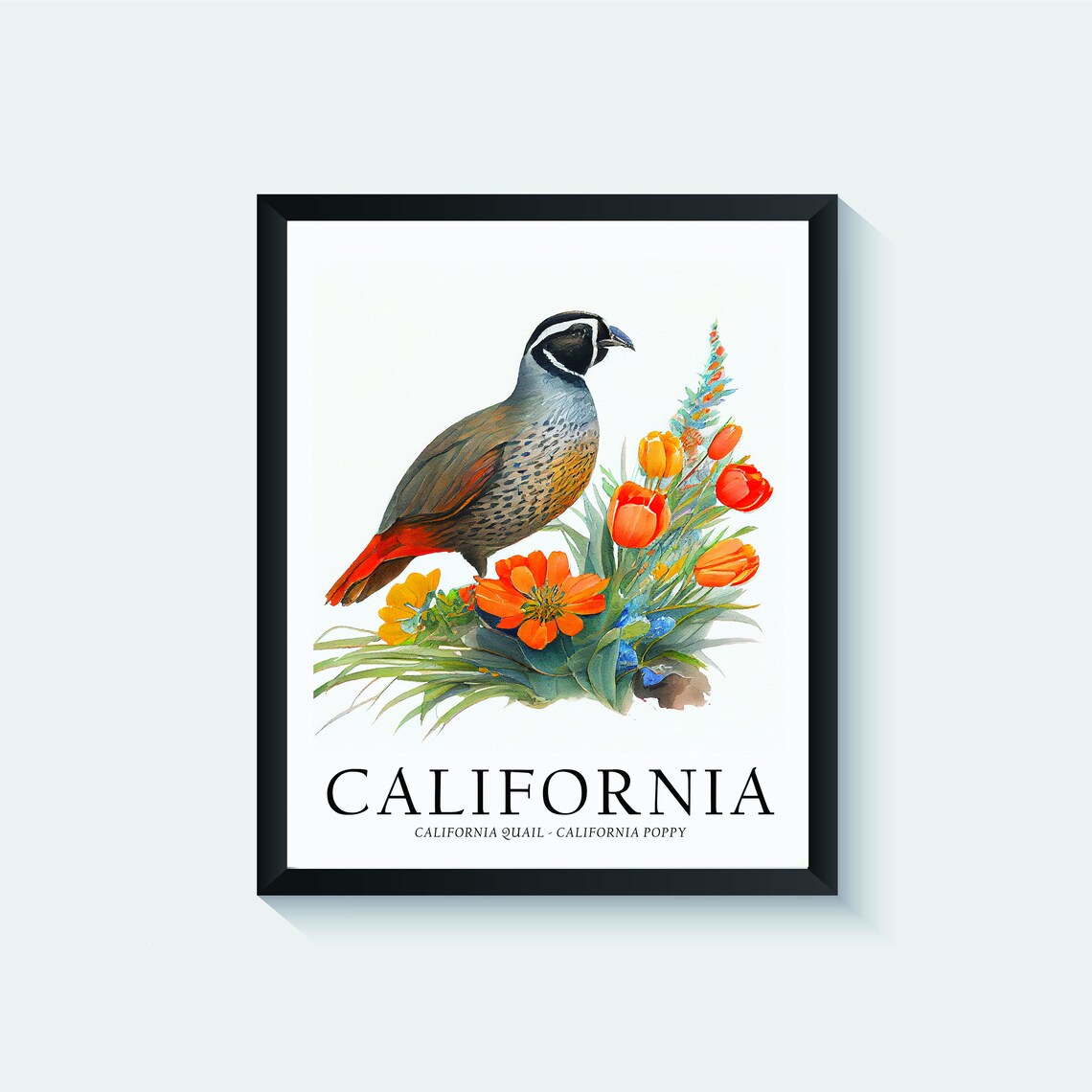 California State Bird and Flower Art Print - Image 2