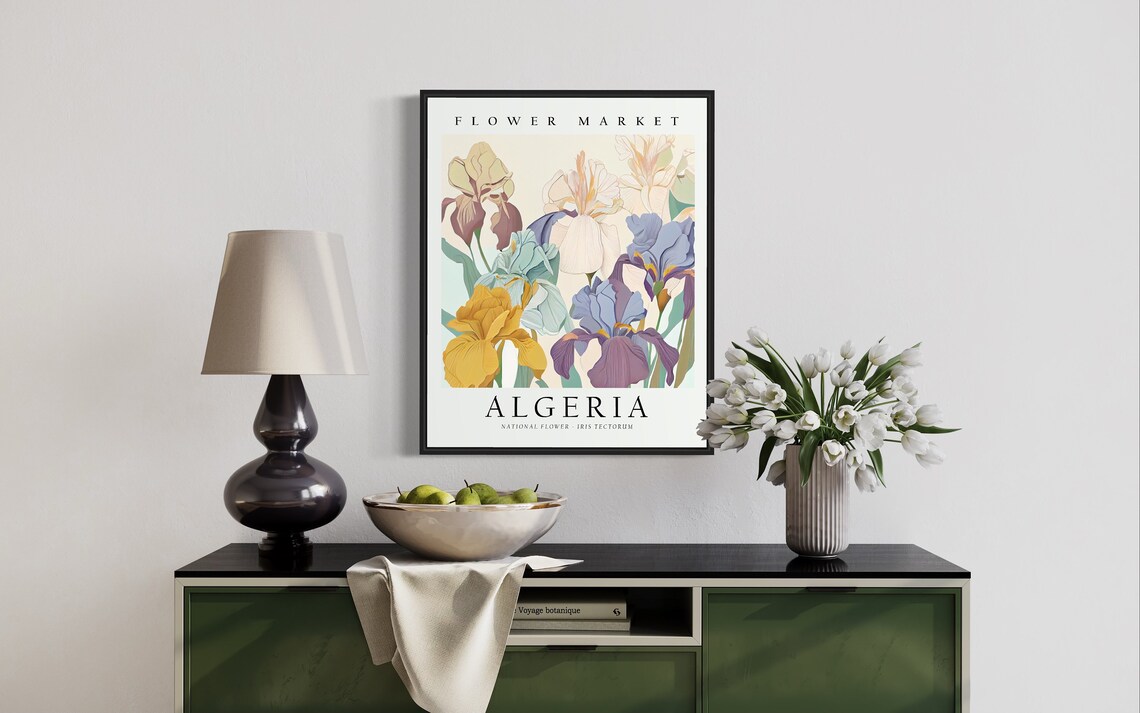 Algeria Iris Tectorum Flower Market Botanical Floral Garden Art Poster - Image 2