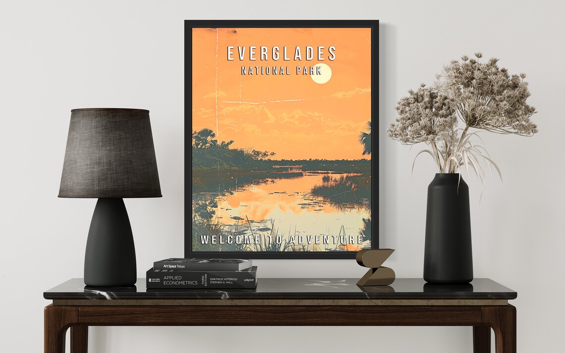 Everglades National Park Florida Wetlands Sunset Retro Travel Poster - Image 3