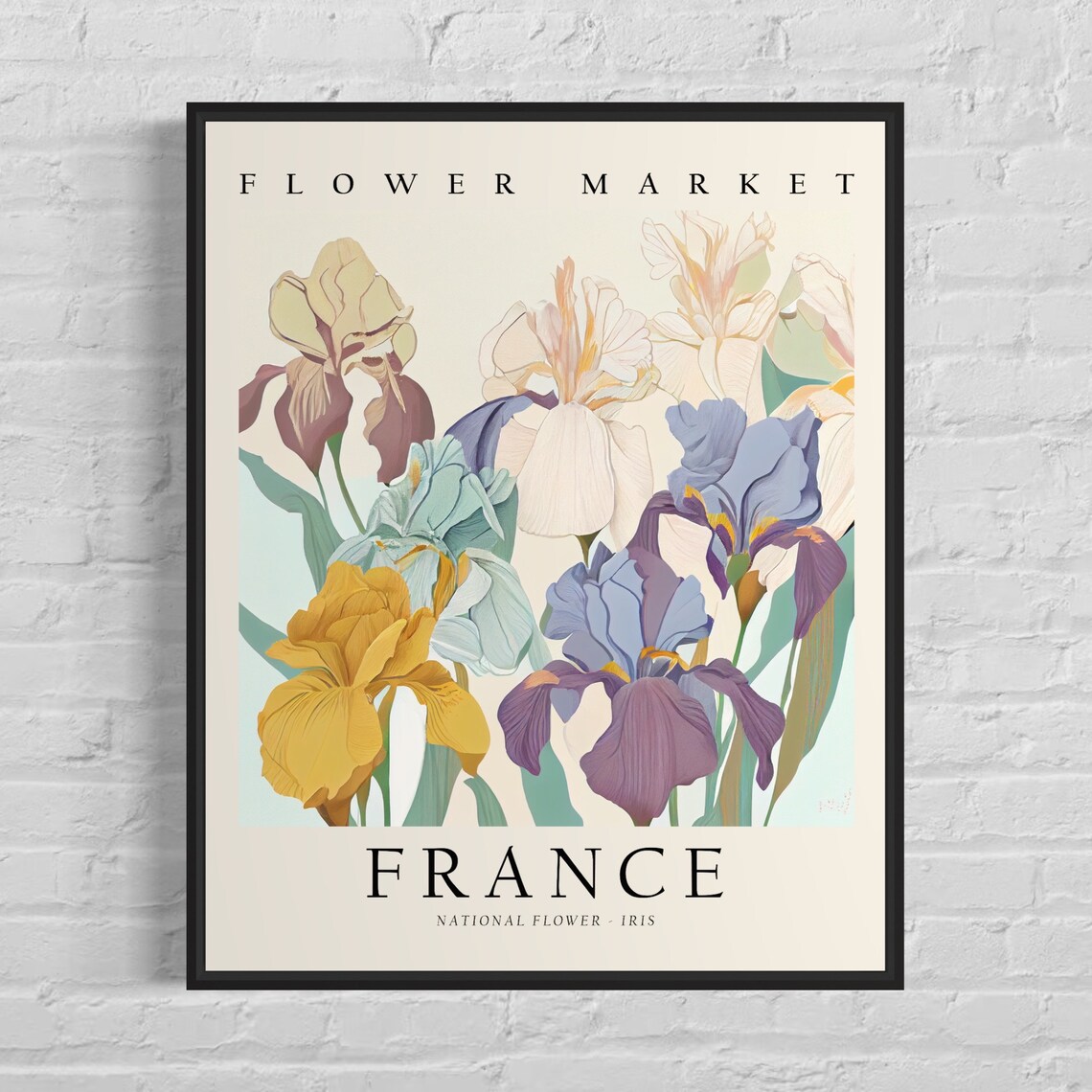 France National Flower Iris 1960s Botanical Art Print