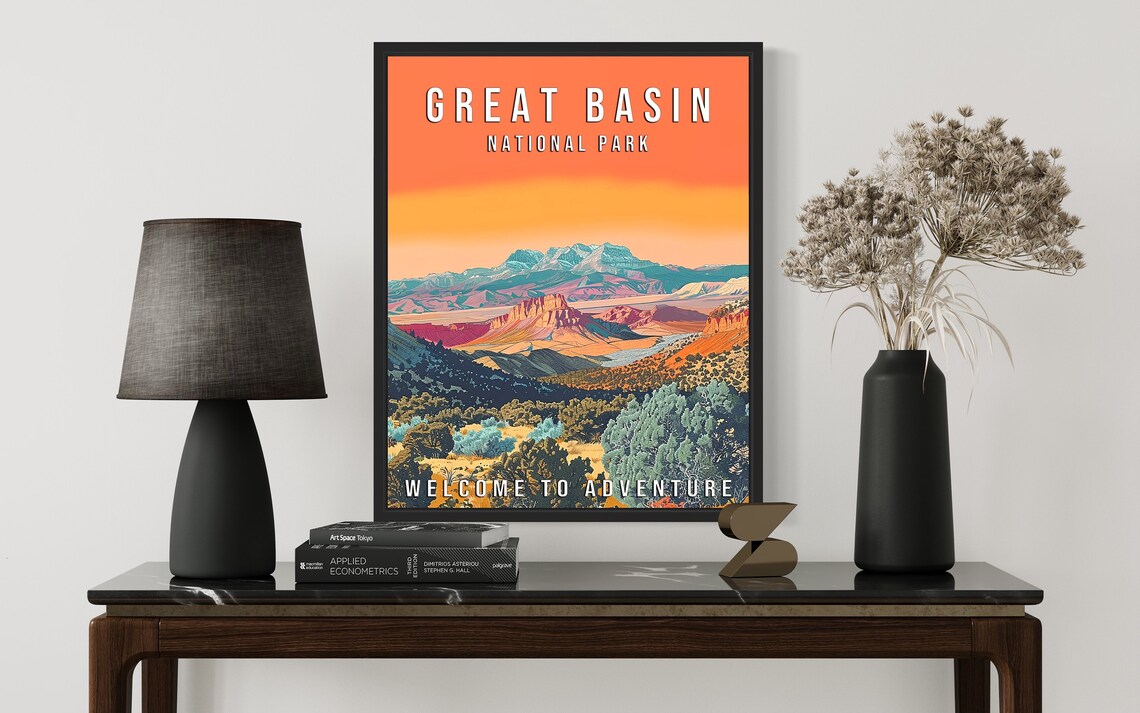 Great Basin National Park Nevada Mountain Valley Sunset Travel Poster - Image 3