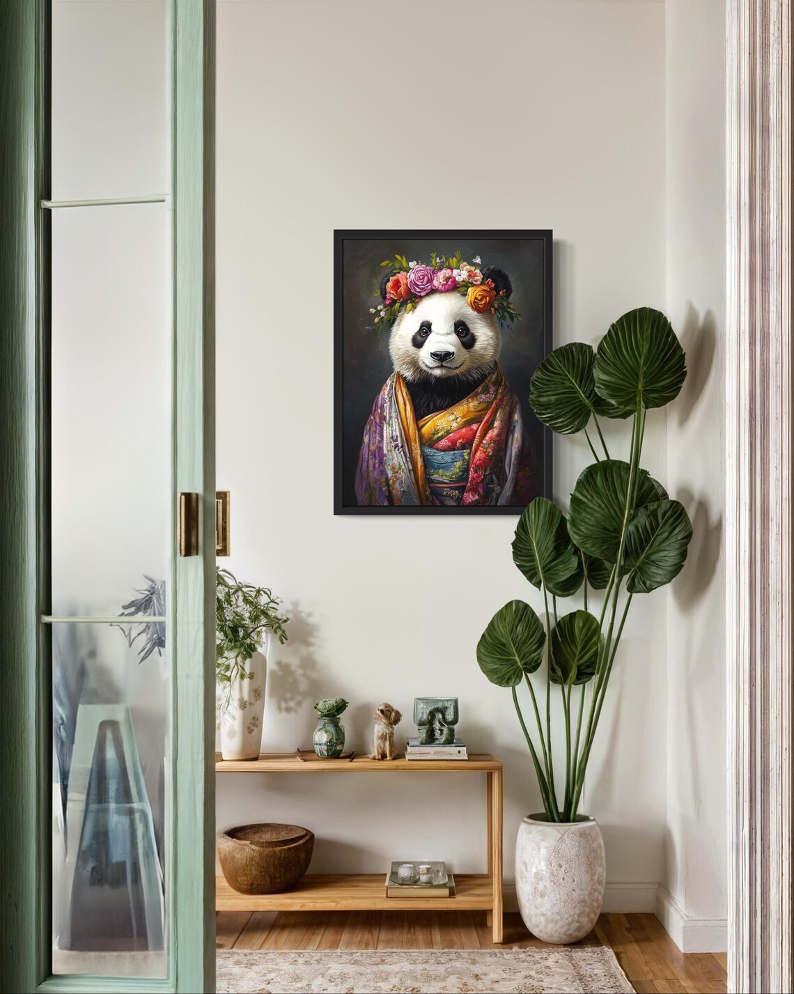 Panda Poster Art Print, Animal Flowers In Kimono - Image 2
