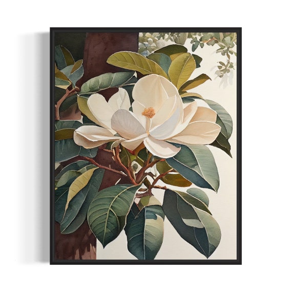 Southern Magnolia Tree Art Print, Botanical Wall Art