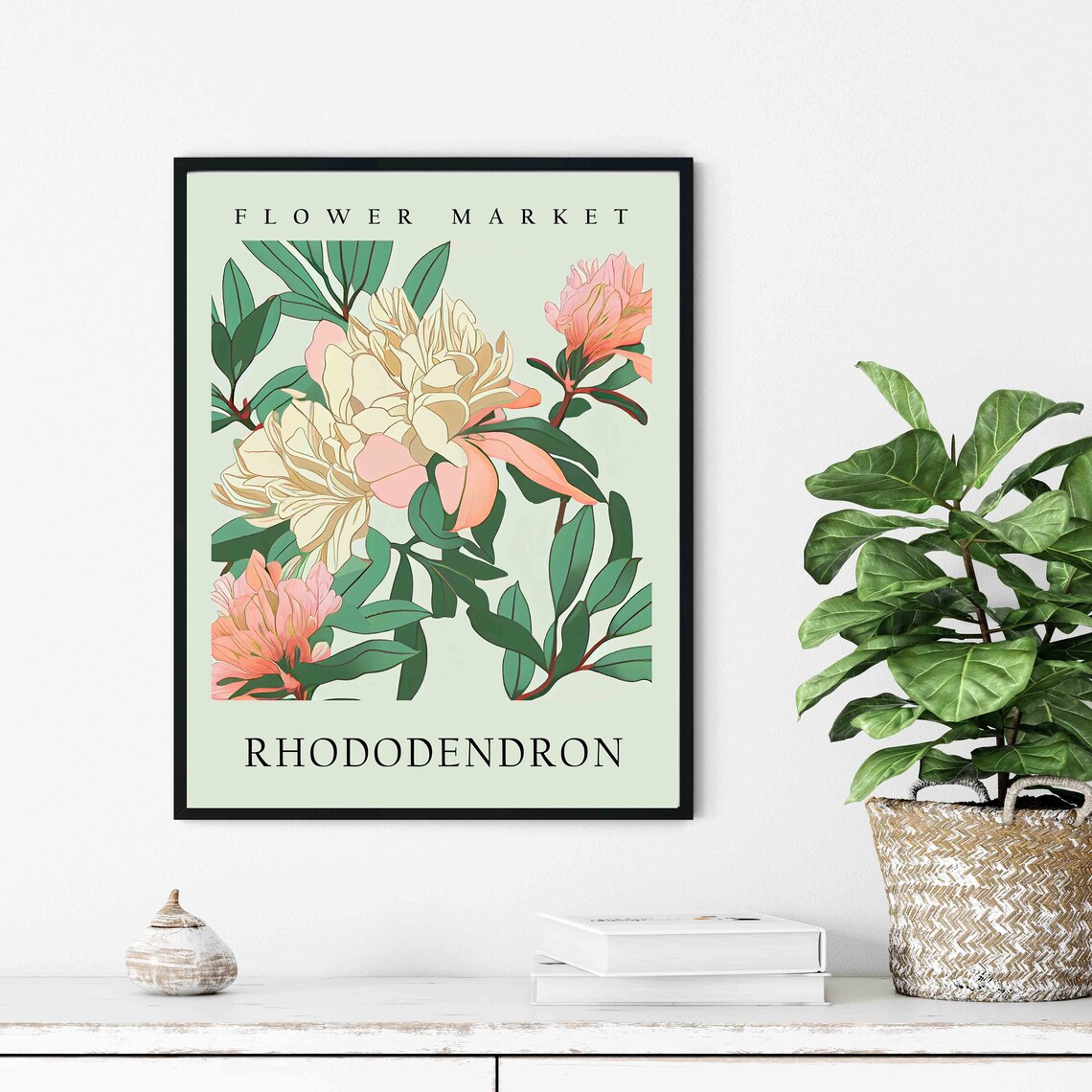 Rhododendron Cream Blush Botanical Flower Market Pastel Art Print - Image 2