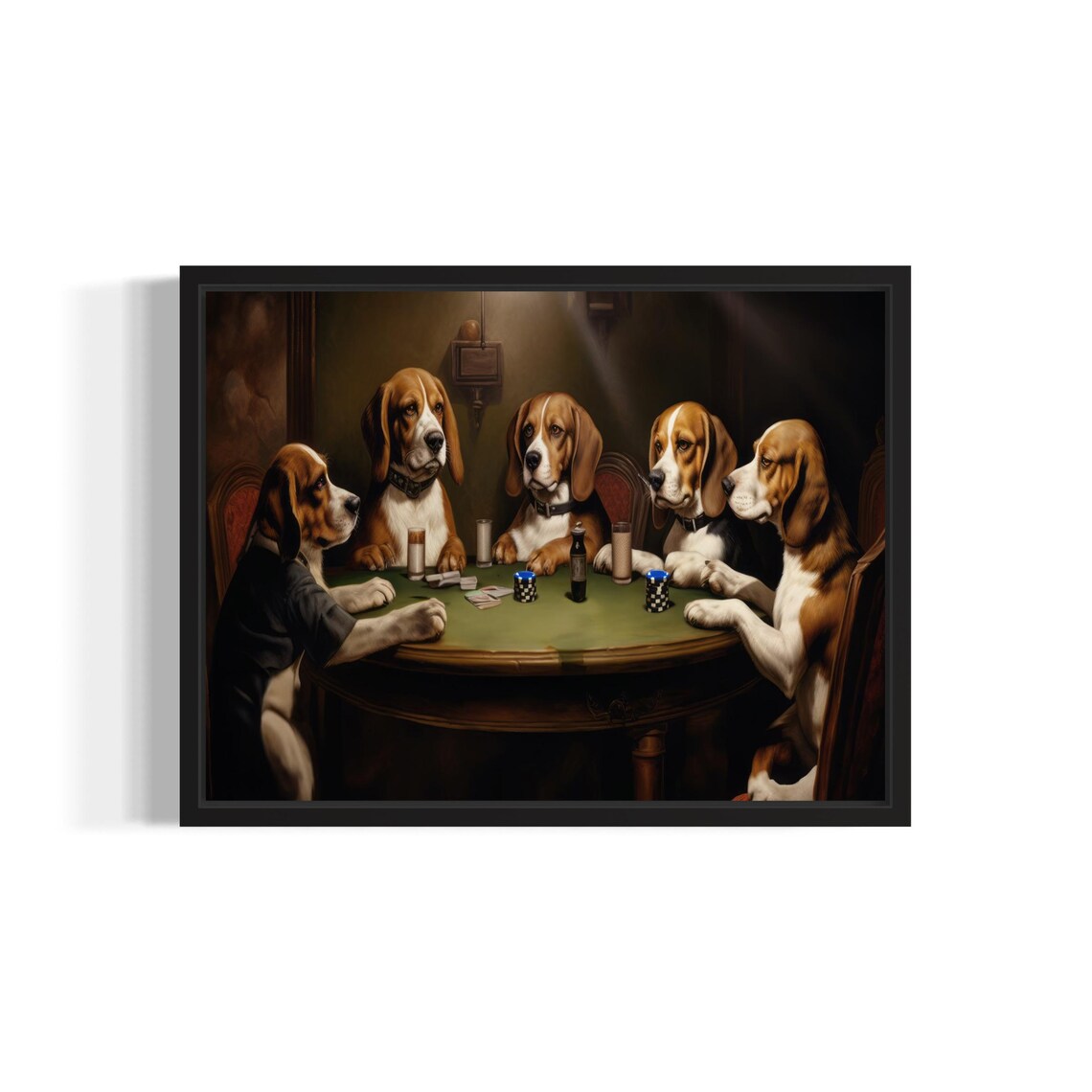 Beagles Playing Cards Poster Print, Dog Poker Humor