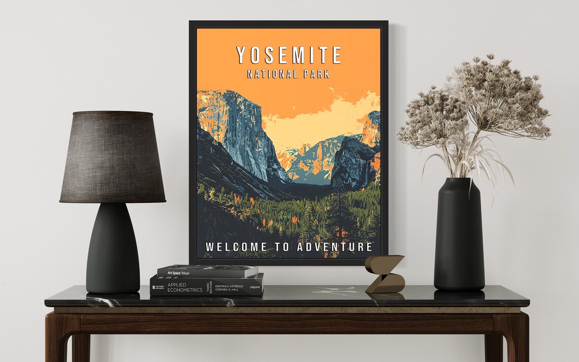 Yosemite National Park California Granite Valley Sunset Travel Poster - Image 3