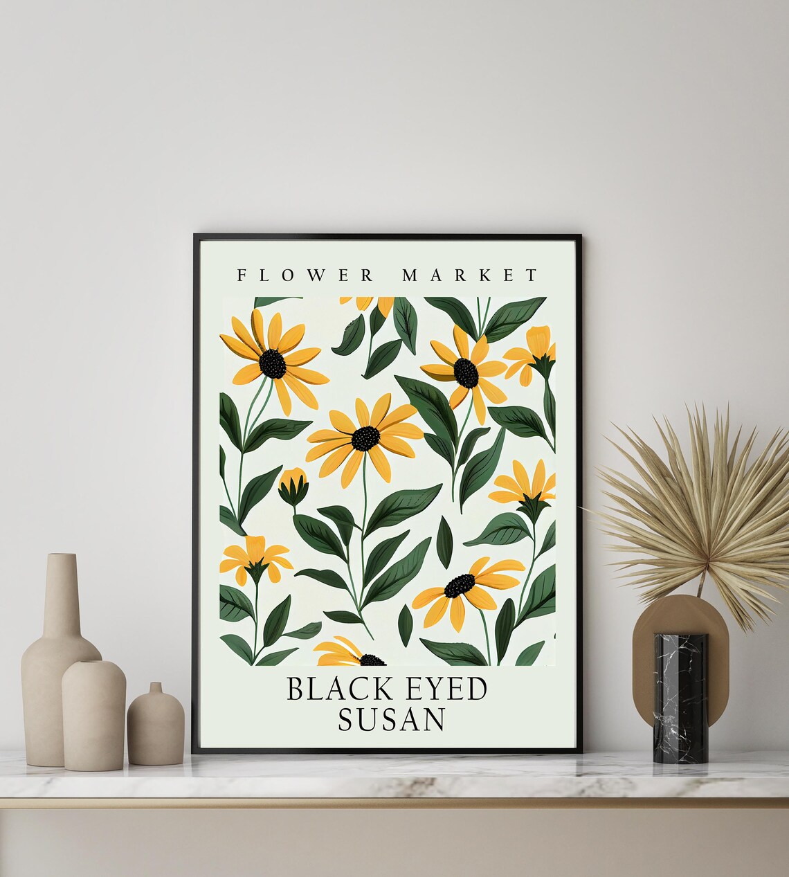 Black Eyed Susan Botanical Art Print, Pastel Market - Image 2