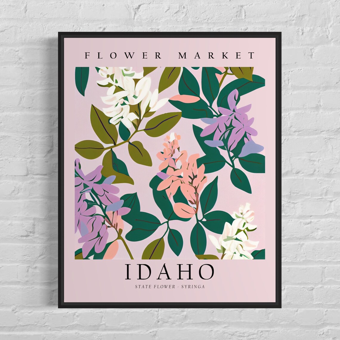 Idaho State Flower Syringa, Neutral Botanical Art Print